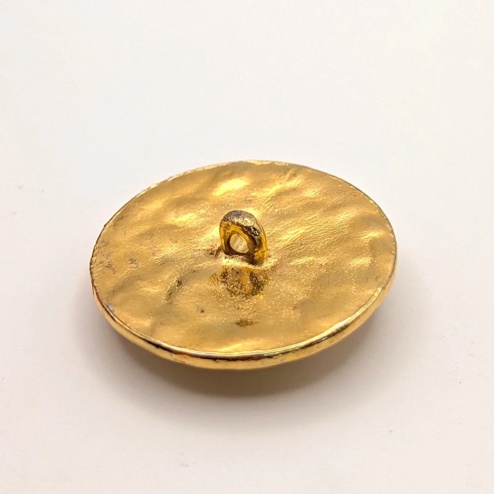 Vintage Gold Tone Faux Pearl Chain Link Shank Button 1 Inch