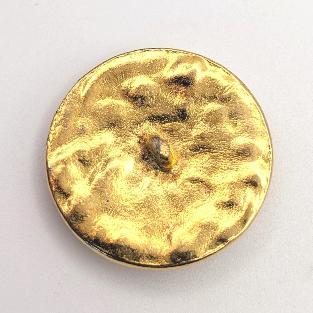 Vintage Gold Tone Faux Pearl Chain Link Shank Button 1 Inch