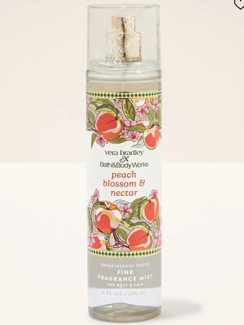 Bath Body Works Vera Bradley Peach Blossom & Nectar Fine Fragrance Mist 8oz NEW