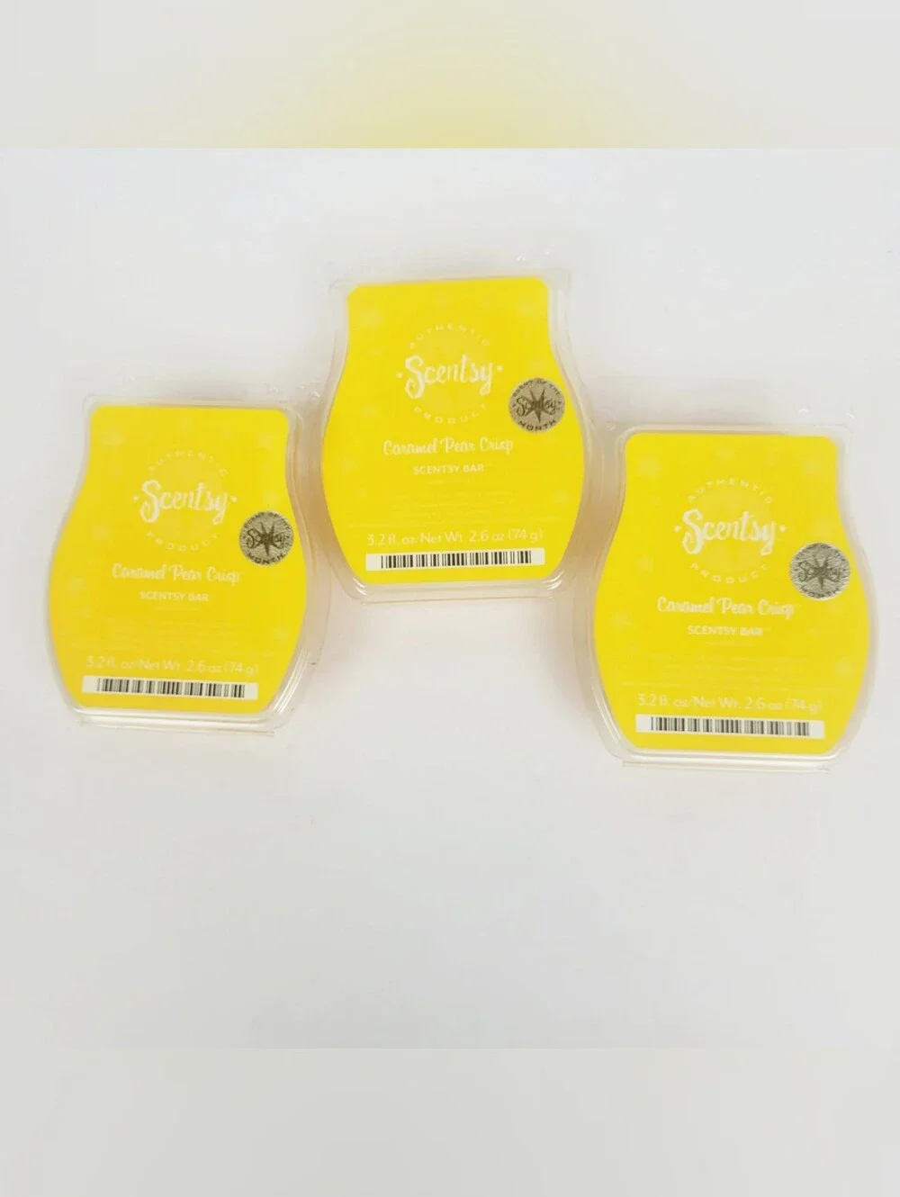 Scentsy Caramel Pear Crisp Wax Bar - Bright Yellow (Set of 3)