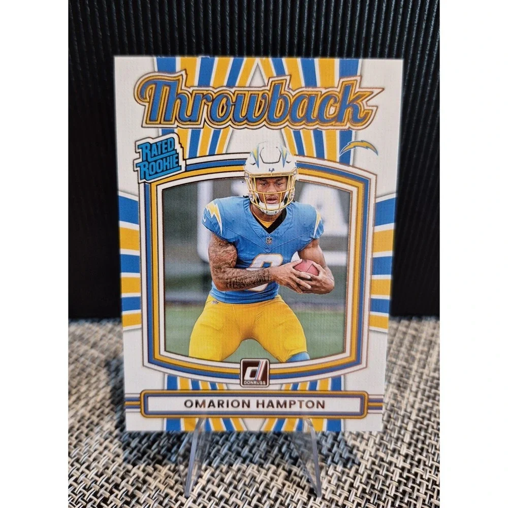 2025 Donruss Throwback Omarion Hampton #14 Los Angeles Chargers‎ (RC)