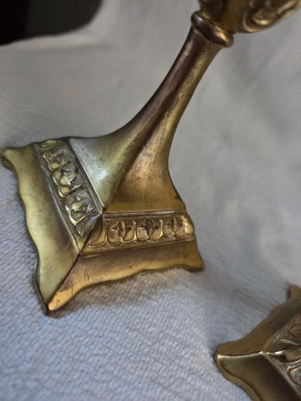 Pair Brass Square Candlestick Holders  Taper Candle Traditional Style 4