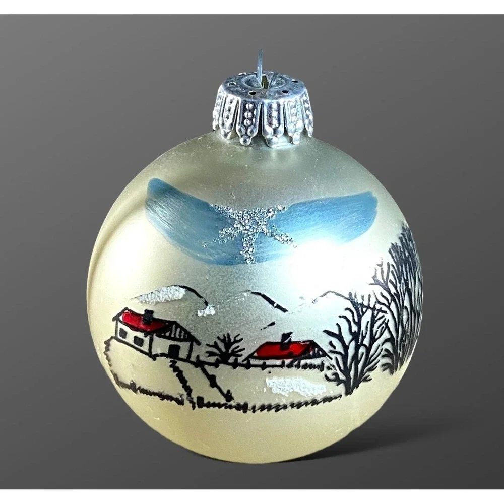 7‎ West Germany Kuglegruss Glass Christmas Ornaments Painted Winter Scene