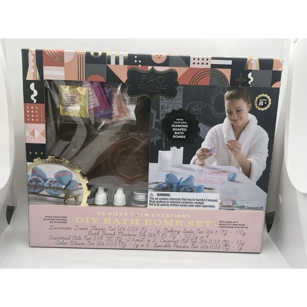 FAO Schwarz 25 Piece Calm Creations DIY Spa-Ready Bath Bomb Set for Kids New NIB