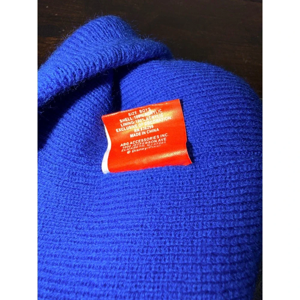 Disney Pixar Lightning McQueen Cars Blue Knit Beanie Hat‎ Winter Cap RN 36299