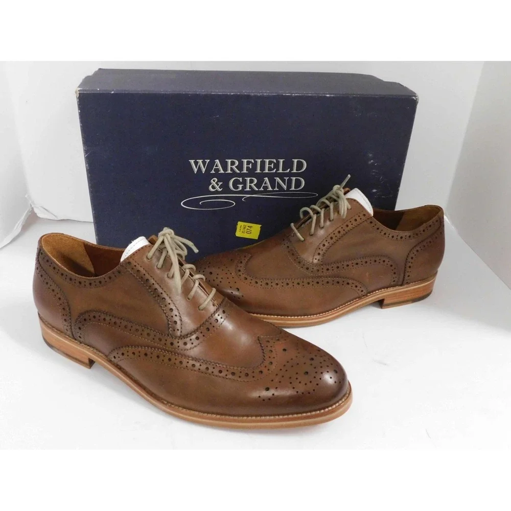 Warfield & Grand Roy 63606 Wingtip Dress Shoes Cognac‎ White sz 10.5 M NEW w/Box