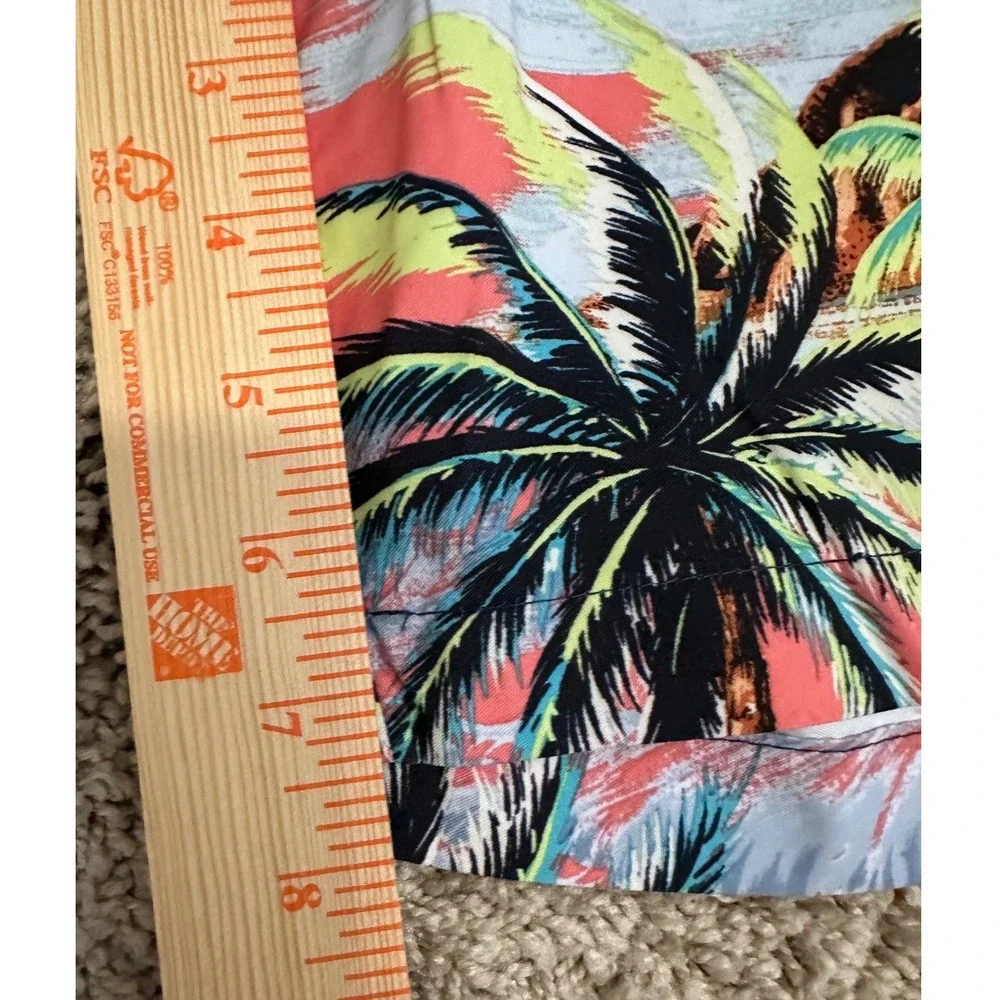 Hurley Mens 2XL Tropical Palm Tree Board Shorts Coral‎ Blue Swim Trunks EUC
