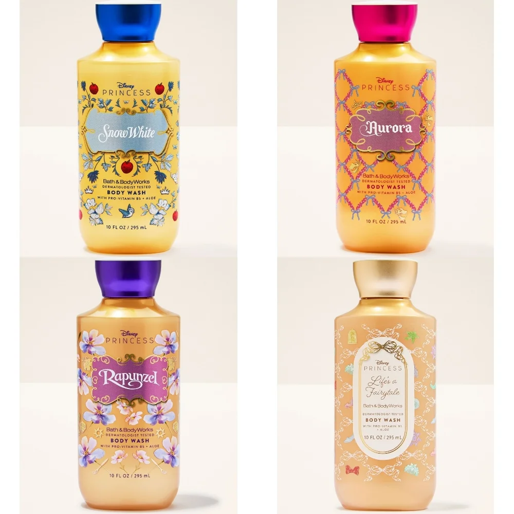 Bath Body Works Disney Princess Body Wash Collection Set of 4 NEW 10oz Each