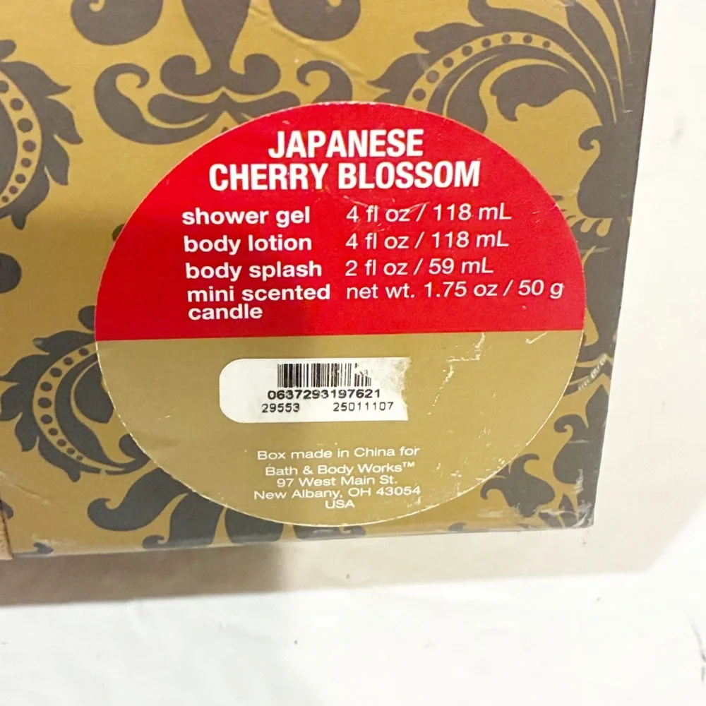 Bath Body Works Japanese Cherry Blossom Orig PLEASURES‎ 4 Piece Set NEW