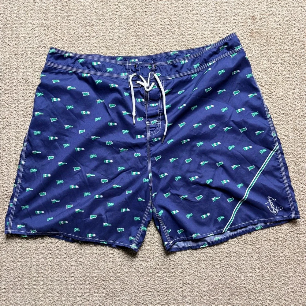 Polo Ralph Lauren Mens Navy Blue Nautical Flag Board Shorts Swim‎ Trunks Size 40