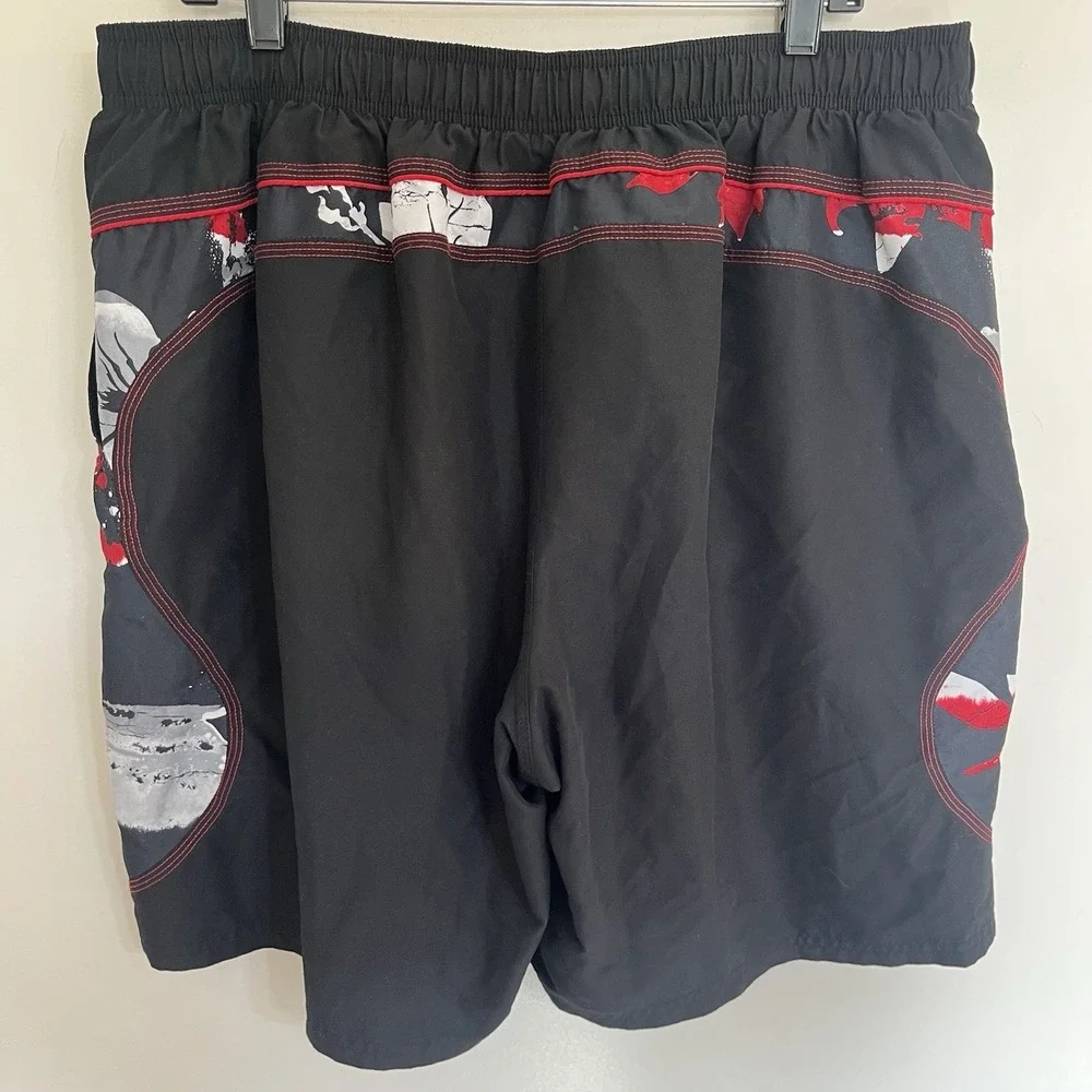 Nike Swim Trunks Mens XXL‎ Black Red Floral Side Panel Board Shorts Drawstring