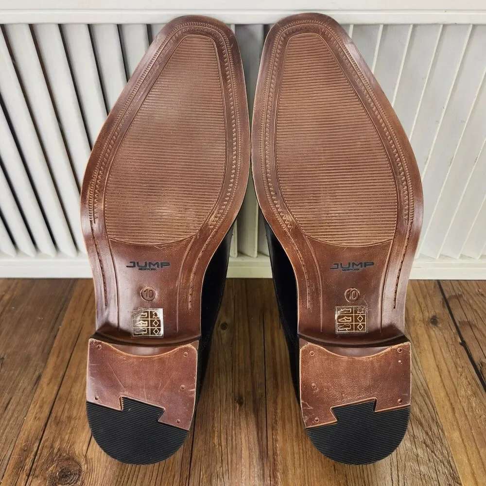 Jump New York Manolo Double Monk Strap Dress Shoes Mens Sz 10M Navy Blue Leather