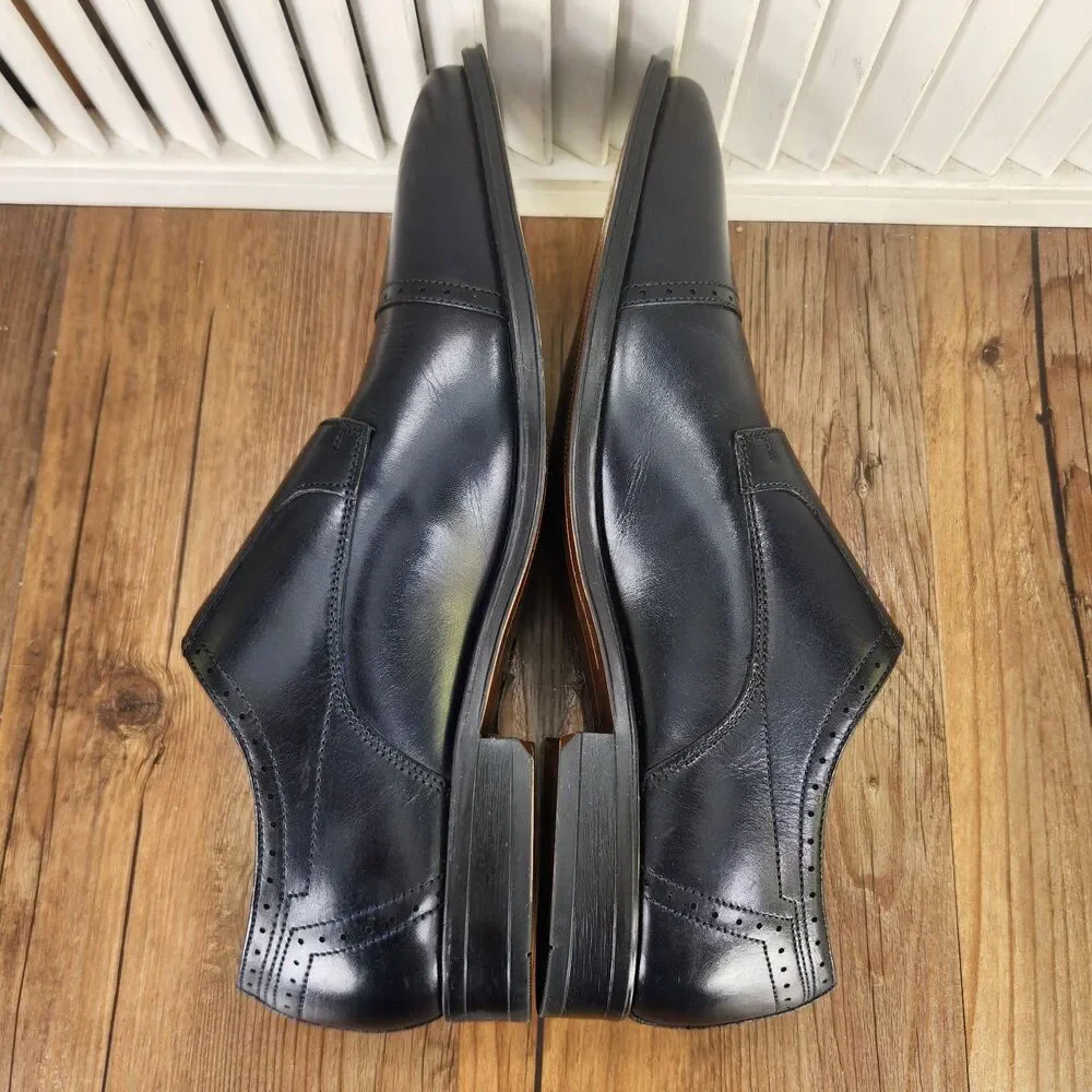 Jump New York Manolo Double Monk Strap Dress Shoes Mens Sz 10M Navy Blue Leather