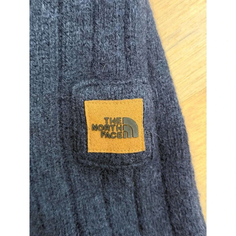 The North Face Mens XL 100% Wool Ribbed Sweater Navy Blue Crew Neck‎