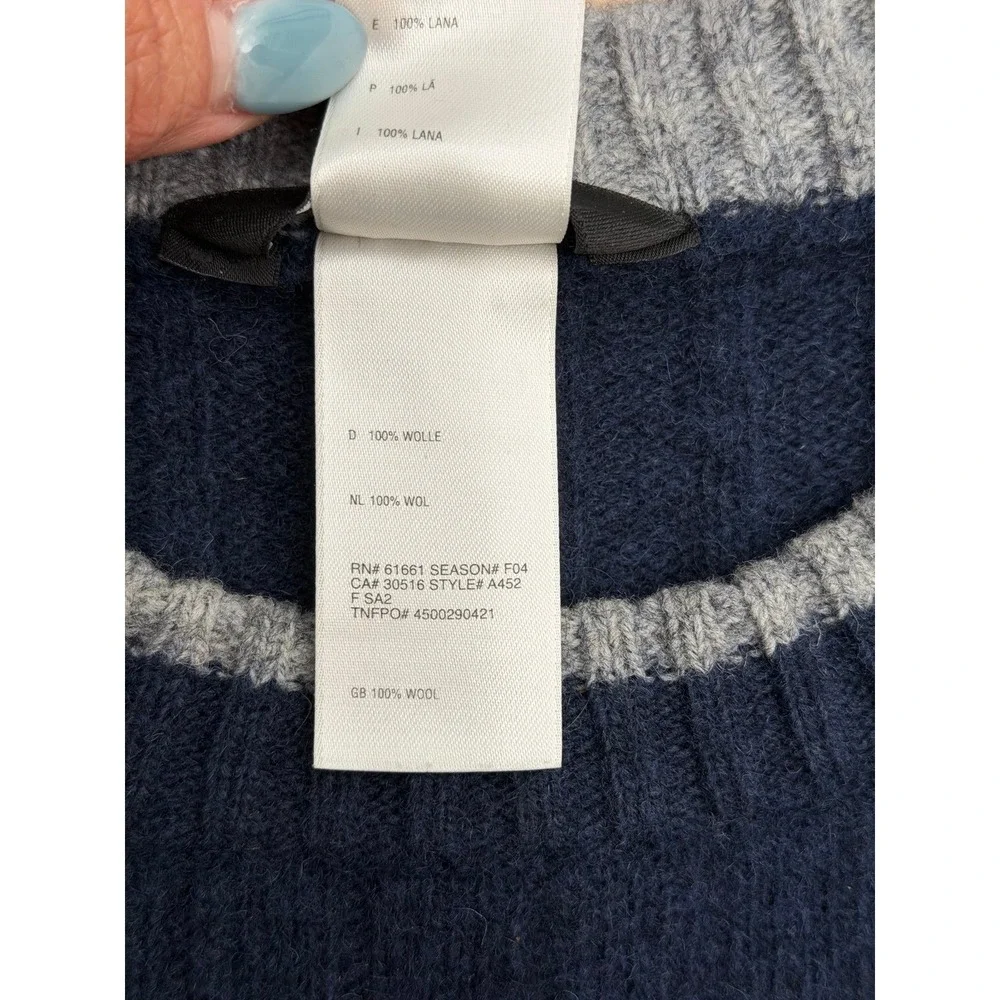 The North Face Mens XL 100% Wool Ribbed Sweater Navy Blue Crew Neck‎