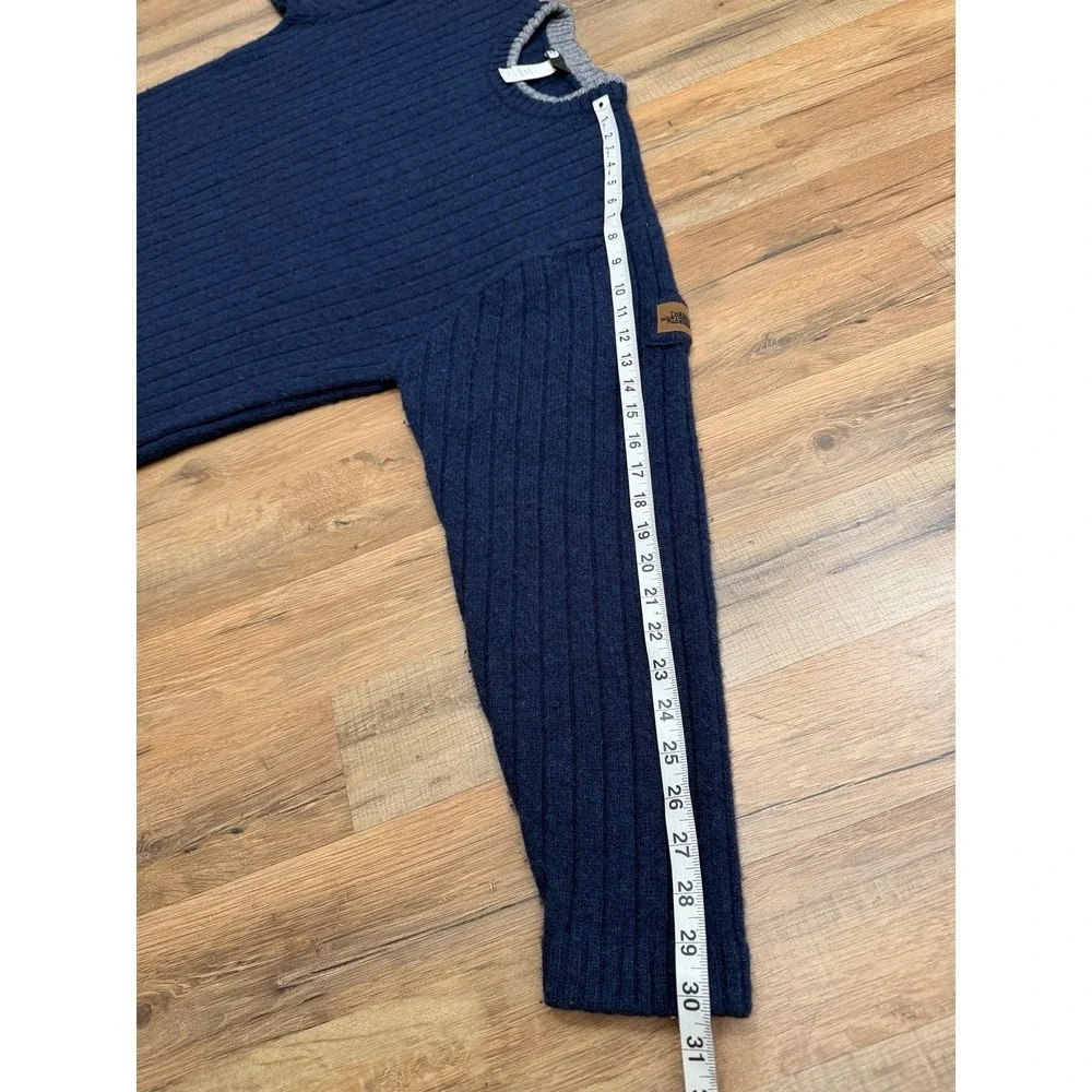 The North Face Mens XL 100% Wool Ribbed Sweater Navy Blue Crew Neck‎
