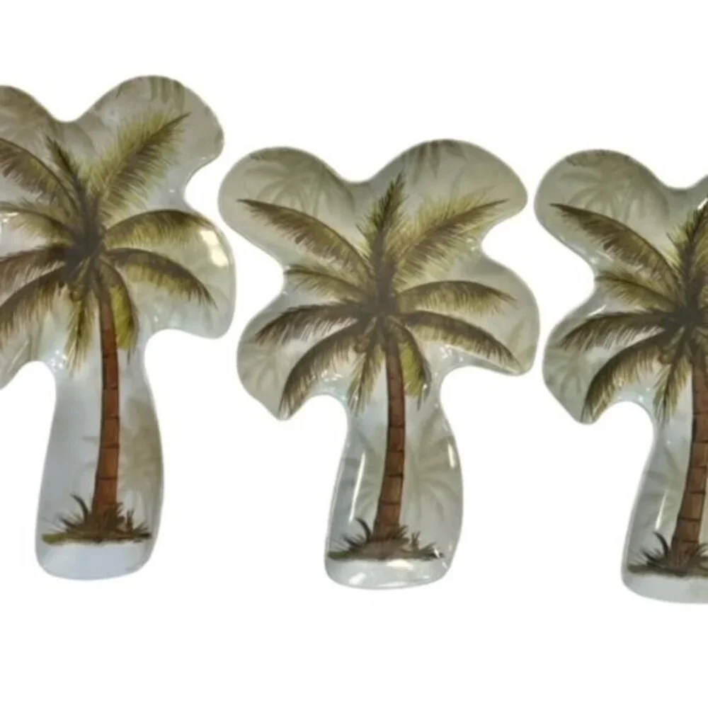 3 Piece‎ Melamine Ware Serving Set Veggie Appetizers Holiday Palm Tree Tropical