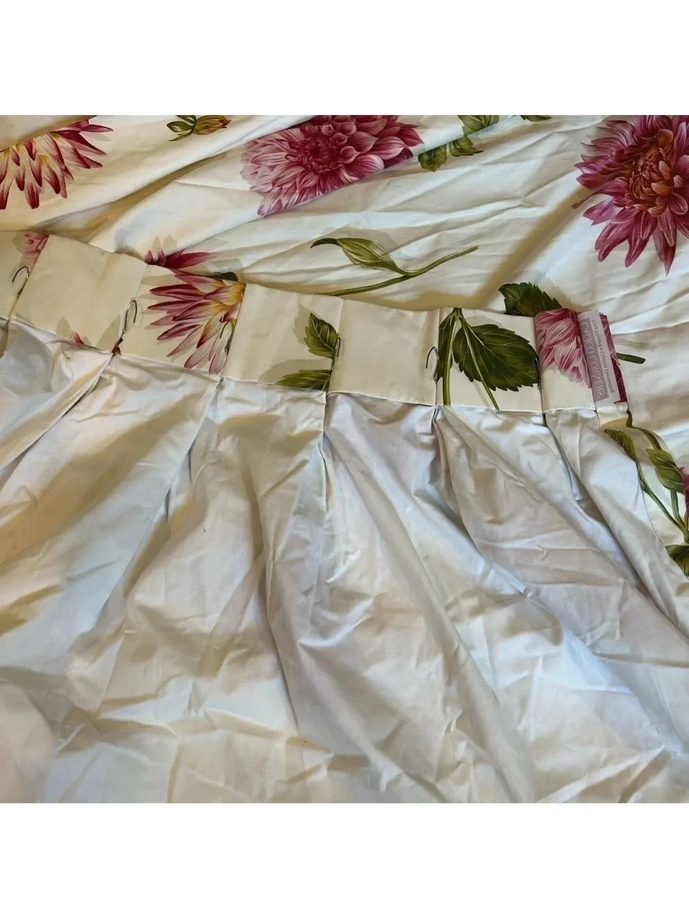Vintage Retro Custom Made Floral Curtains Set 2 Pinched Pleat Botanical