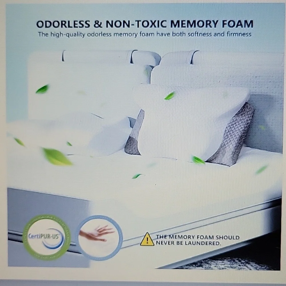 Zamat contour memory foam pillow Orthopedic adjustable support gray white NEW…
