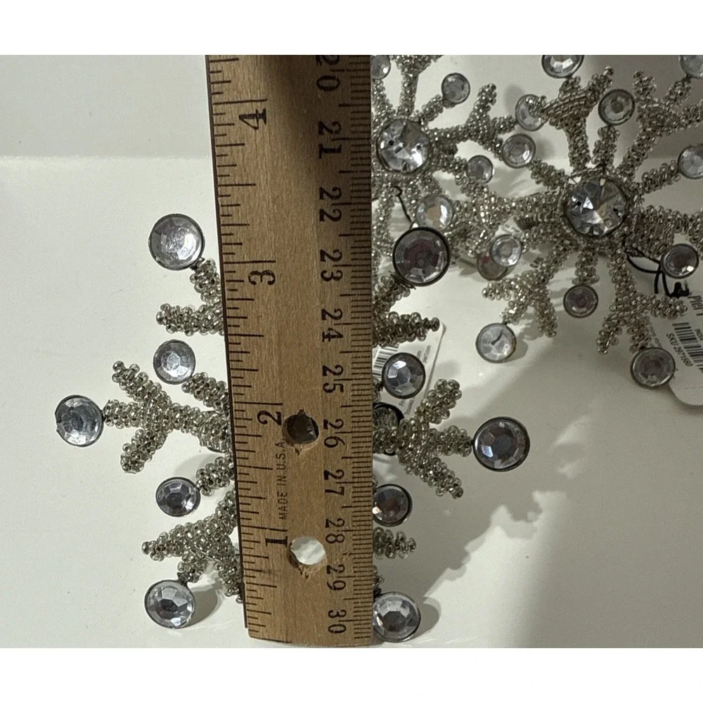 Snowflake Shape Beaded‎ Napkin Rings Christmas Holiday Decor LOT Of 3 w/New Tags