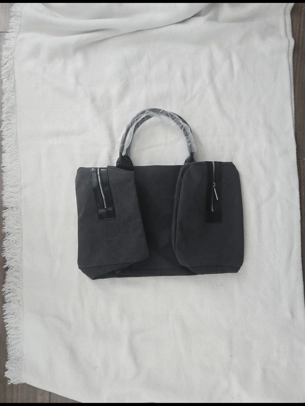 Calvin Klein Black Canvas Travel Tote with Logo