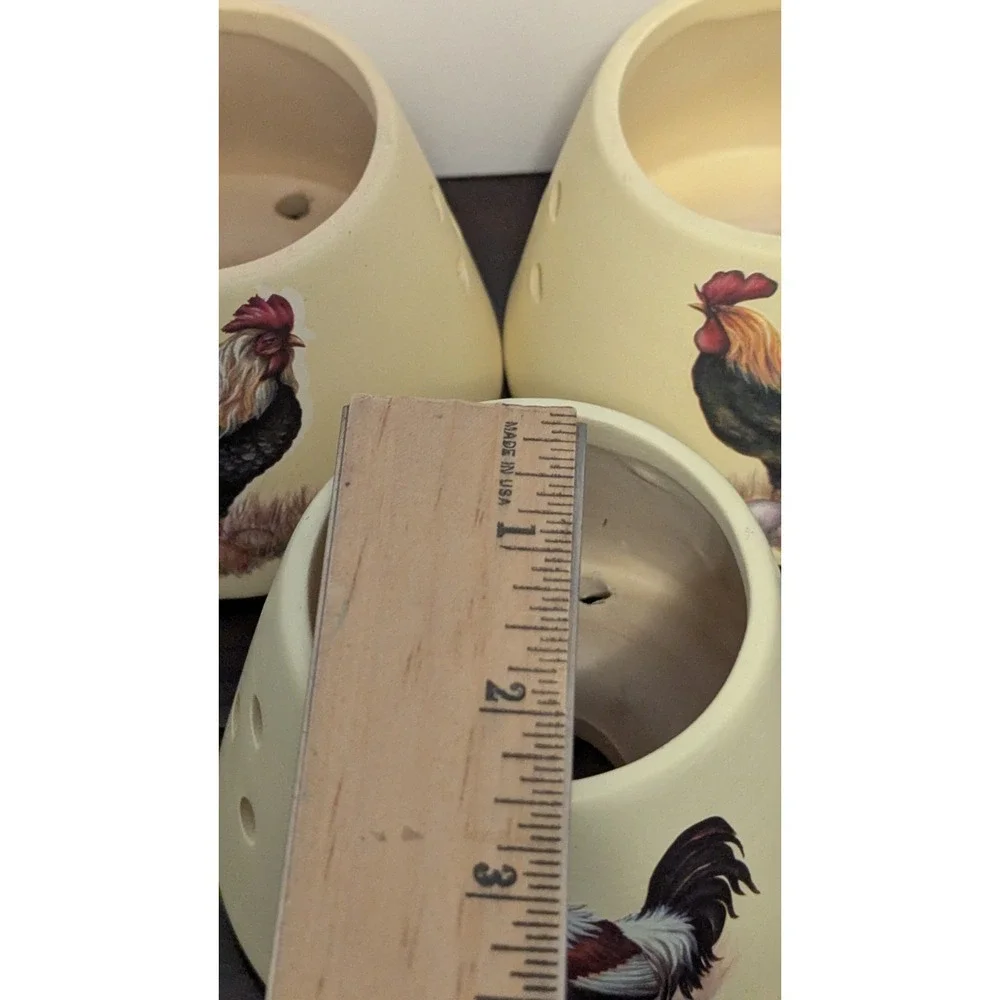 Set of 3 Rooster Ceramic Candle Shades Farmhouse Country Votive Tealight Covers