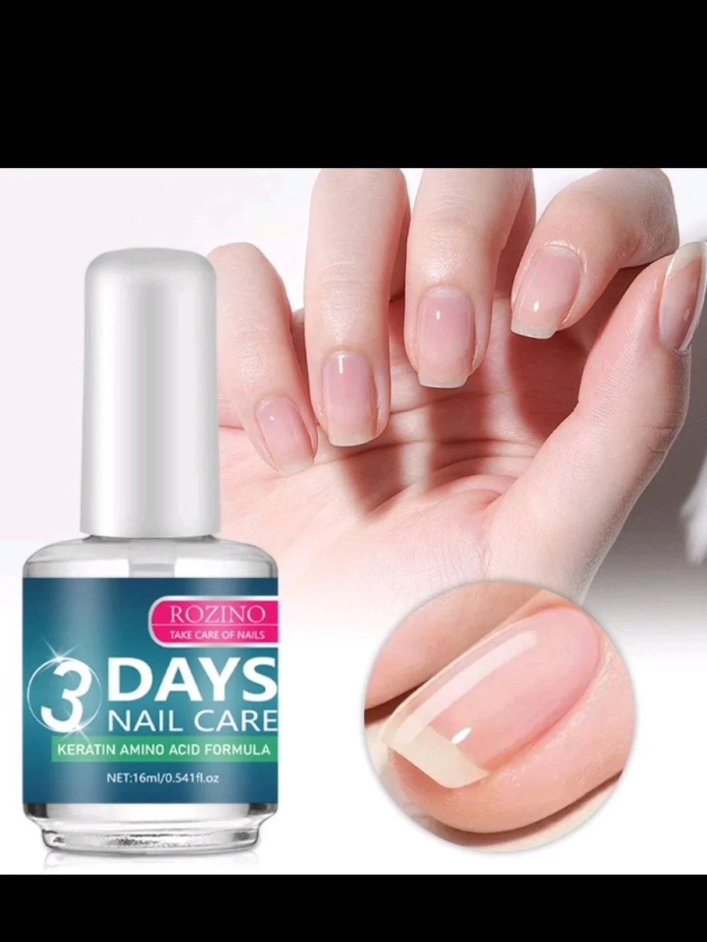 Rozino 3 Days Nail Care Keratin Treatment - Translucent Glossy Finish