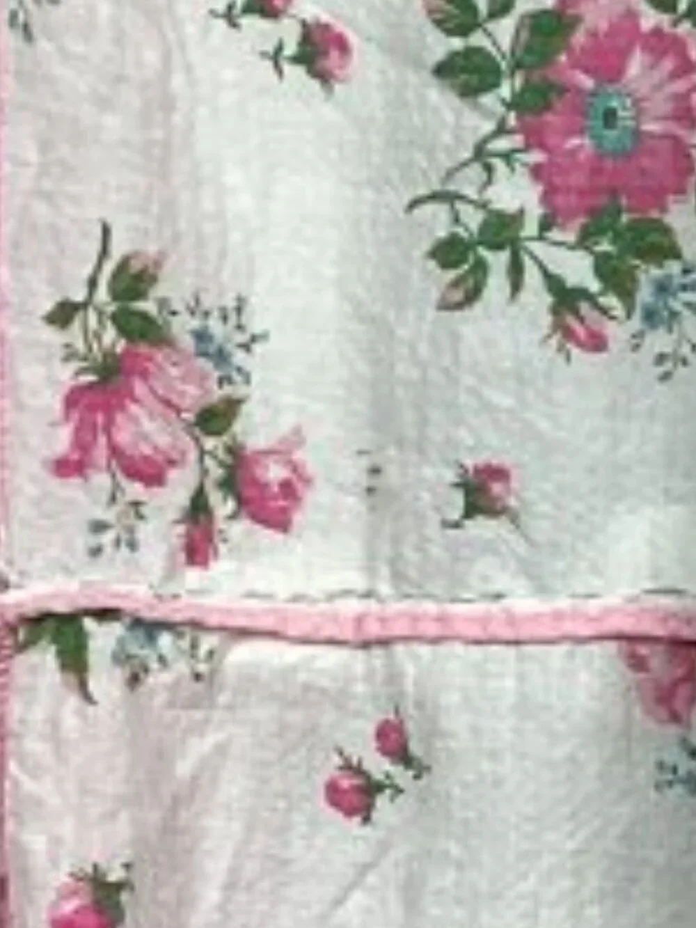 Vintage Floral Pink Ruffled Bedspread Coverlet Twin
