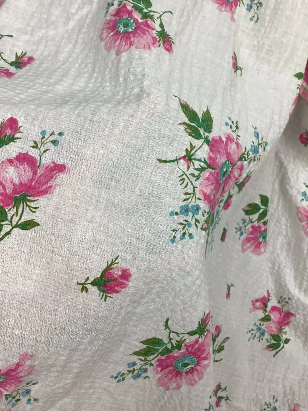 Vintage Floral Pink Ruffled Bedspread Coverlet Twin