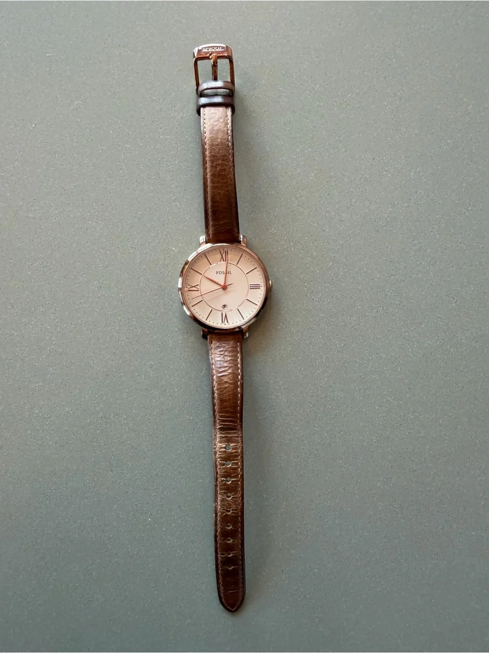 Fossil women’s Brown Leather Strap Watch - Classic Rose Gold Dial