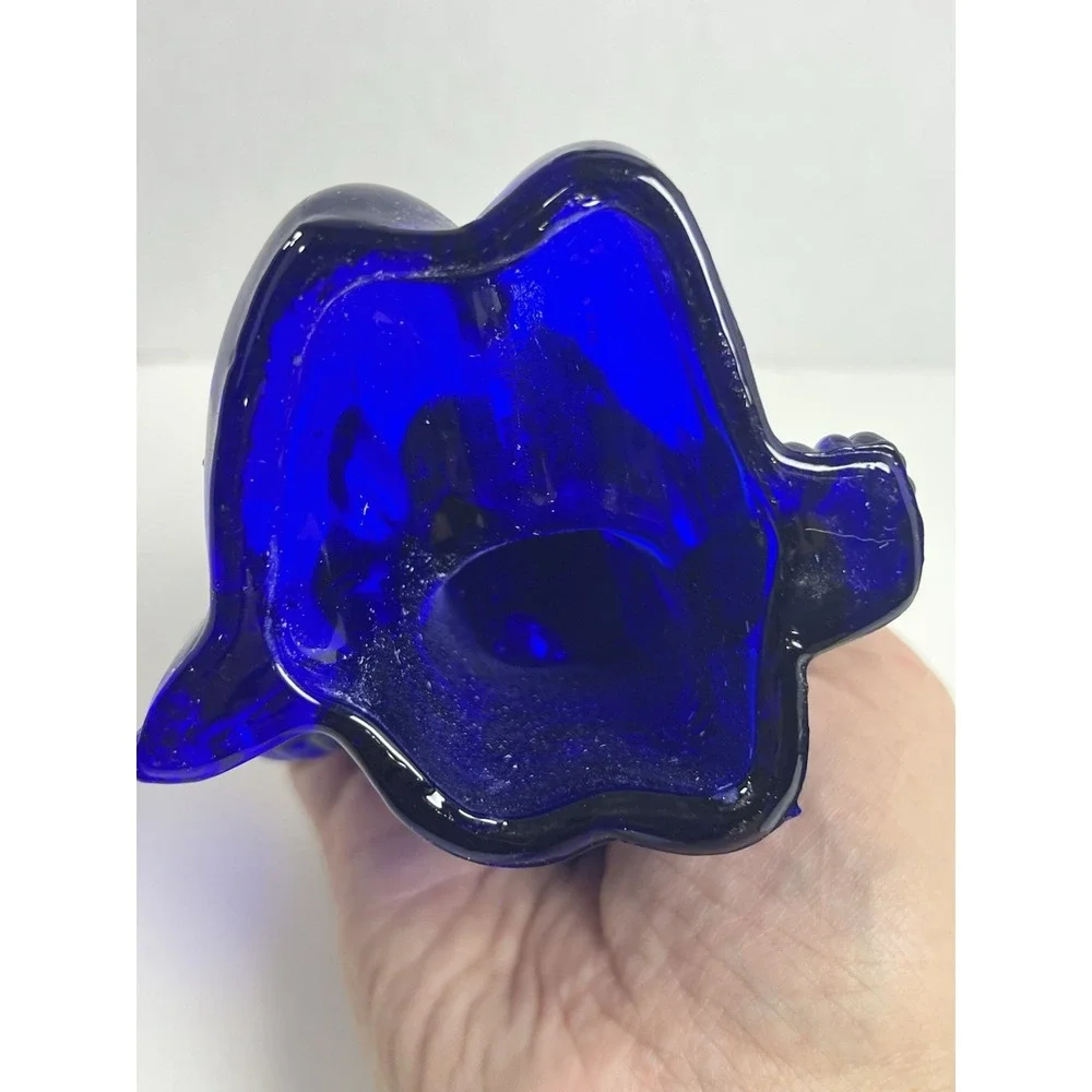 Vintage Cobalt Blue Glass Sitting Cherub Taper Candlestick Holders Set of 6