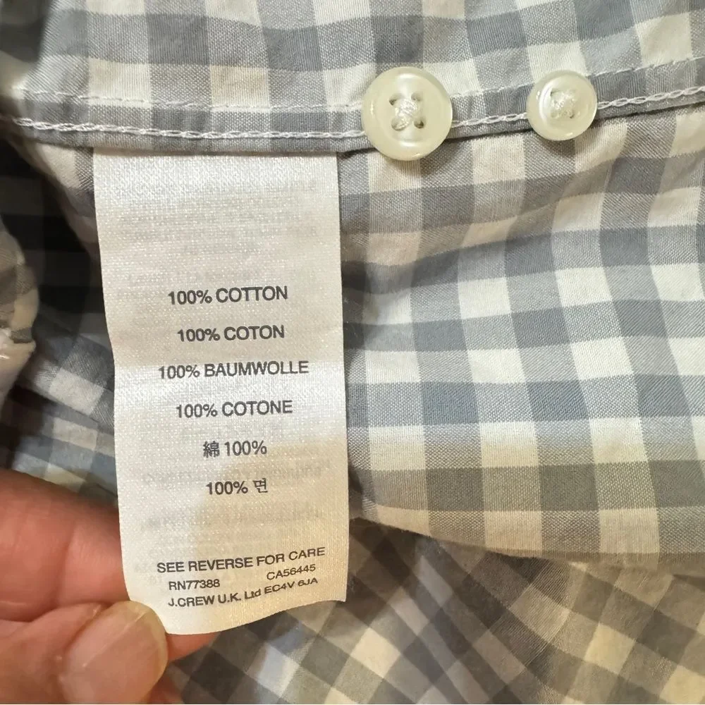 J Crew Shirt Men's M Checkered Organic Cotton Stretch Classic Secret Wash Preppy