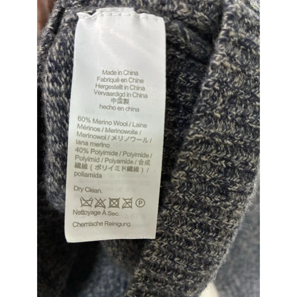 J Crew Sweater Men’s Large Rugged Marino Blue Gray Knit Pullover Casual Preppy
