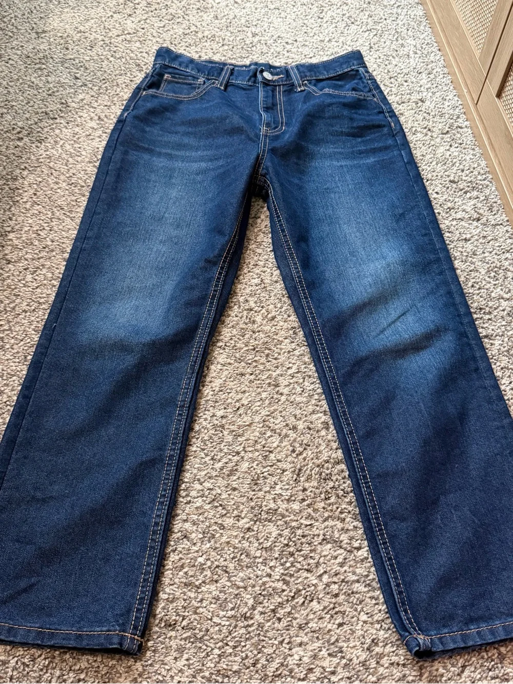 Classic Dark Blue Kids Straight-Leg Jeans size 12 High rise slouchy straight