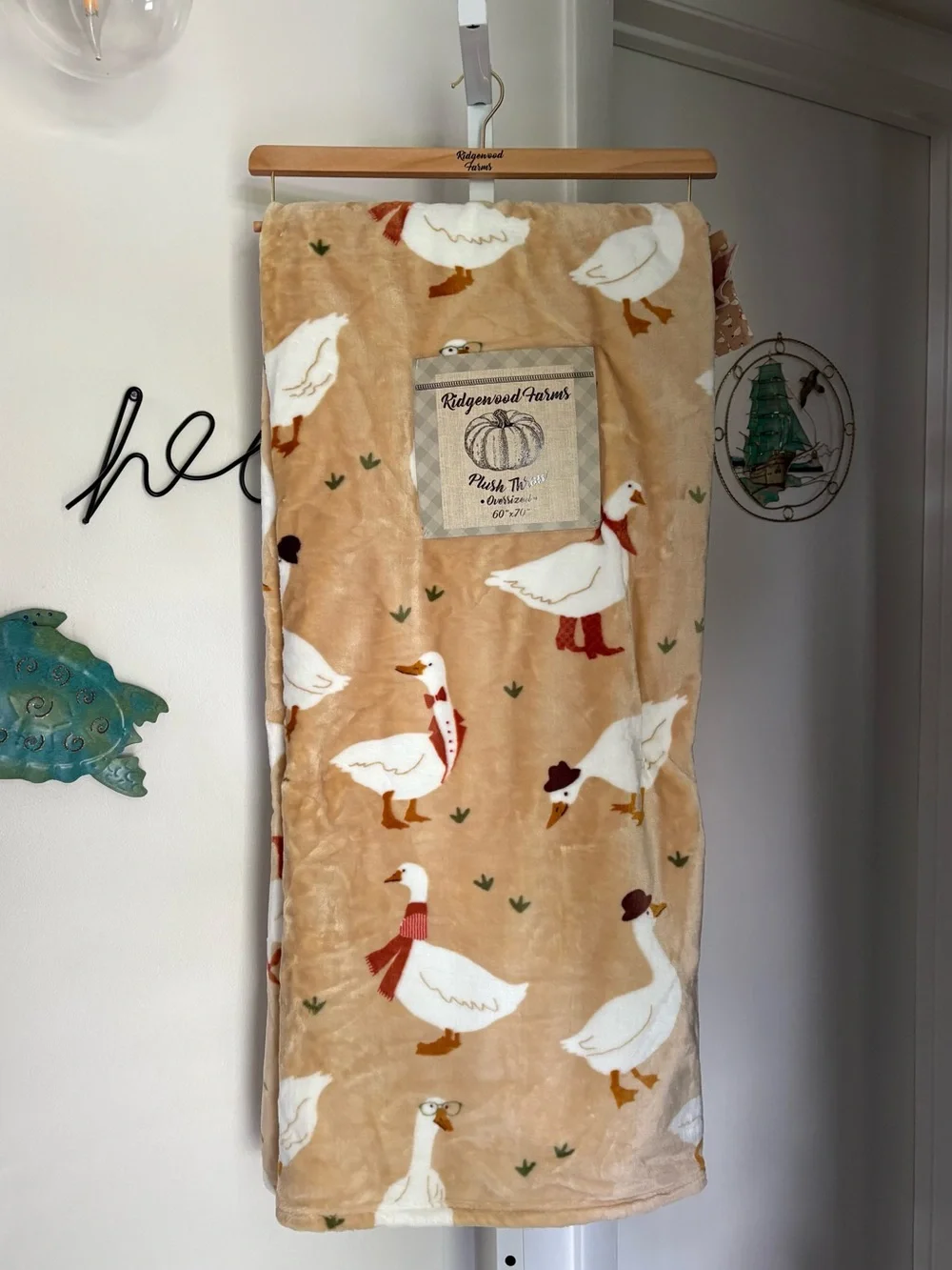 NEW Ridgewood Farms Goose Fall Harvest Throw Blanket 60”x70” Geese VIRAL Cute