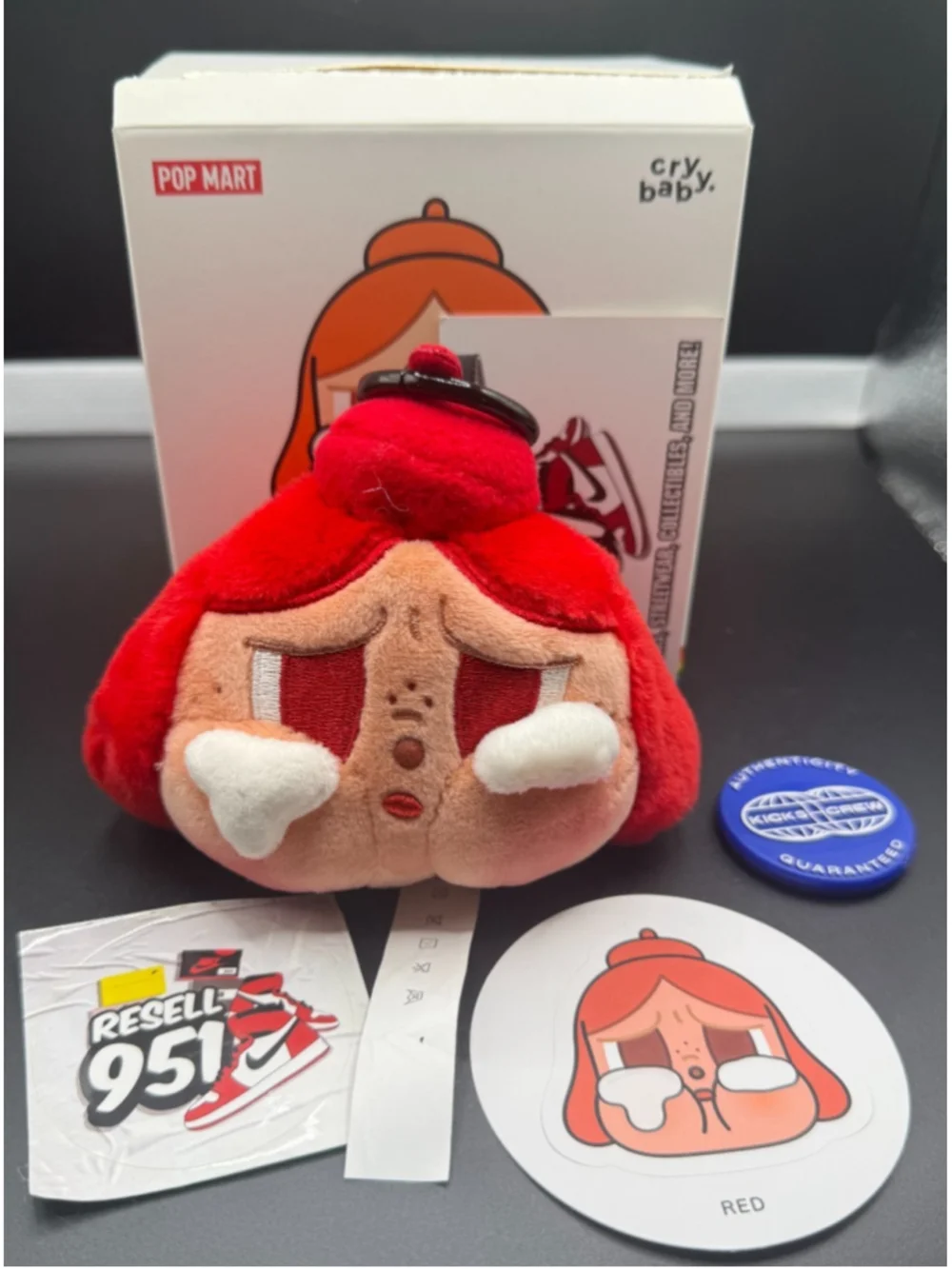 Pop Mart Crybaby Cheer Up Baby Red Plush Pendant Keychain Collectible
