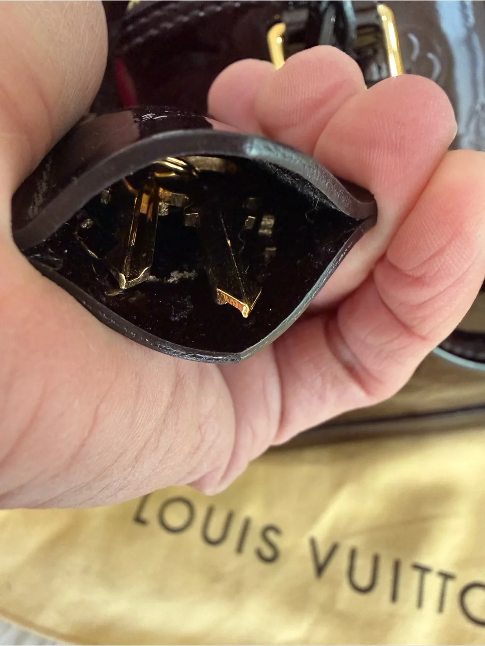 Louis Vuitton Vernis Alma Satchel in Burgundy Patent