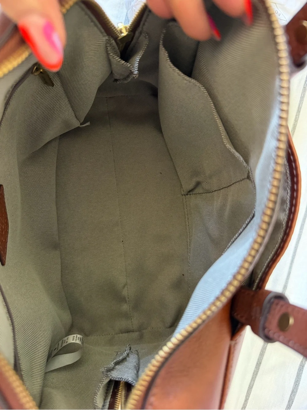 Fossil Brown Leather Satchel with Crossbody Strap