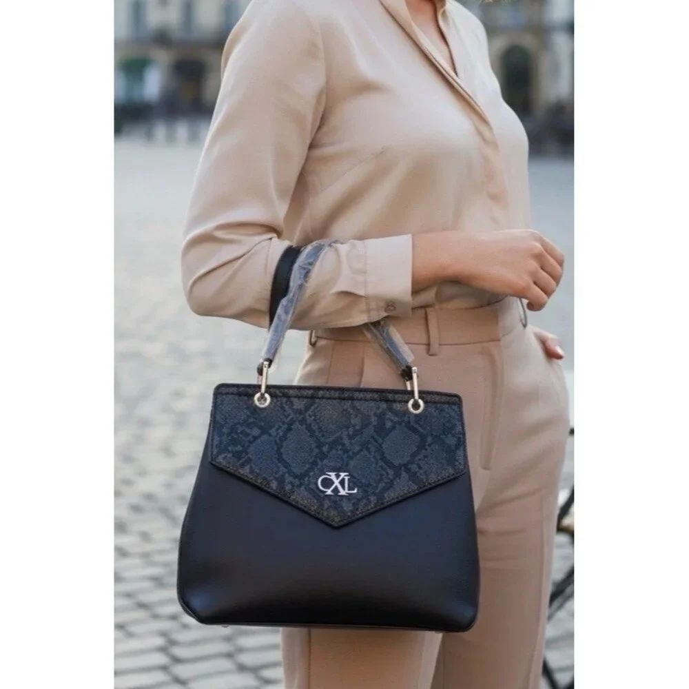 CXL Christian Lacroix Sable Prism Python Satchel Black Top Handle Bag Sexy Date