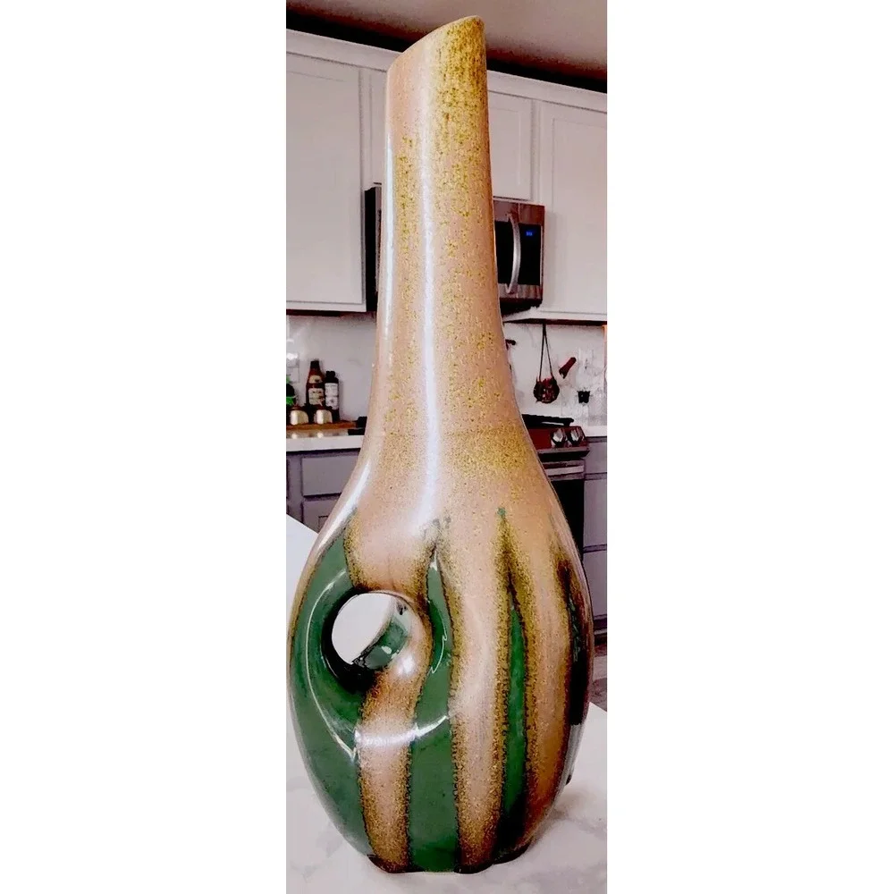 Art Pottery Drip Glaze Vase Urn with Handle