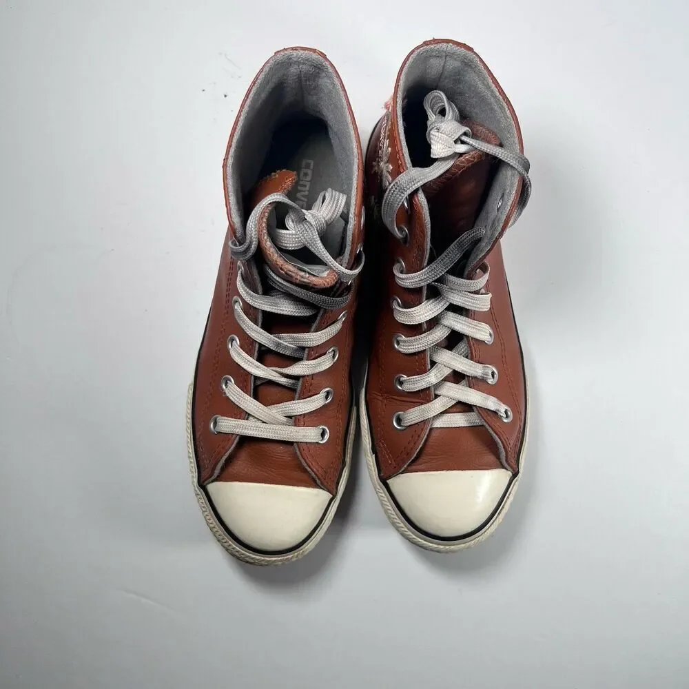 Converse Chuck Taylor All Star Wool Lined Leather Embroidered Shoes Youth Size 3