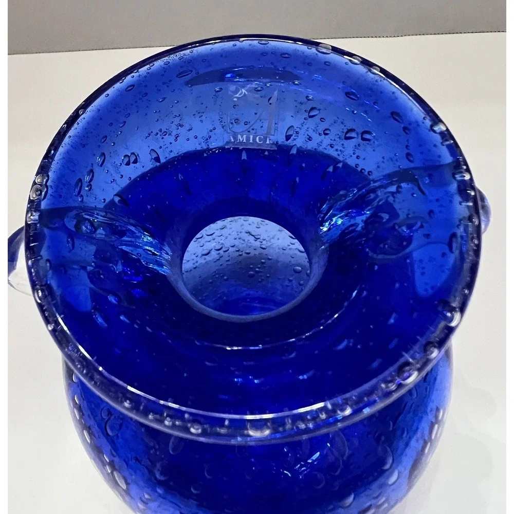 Vtg Hand Blown Cobalt Blue Vase With Shaved Pontil Bottom