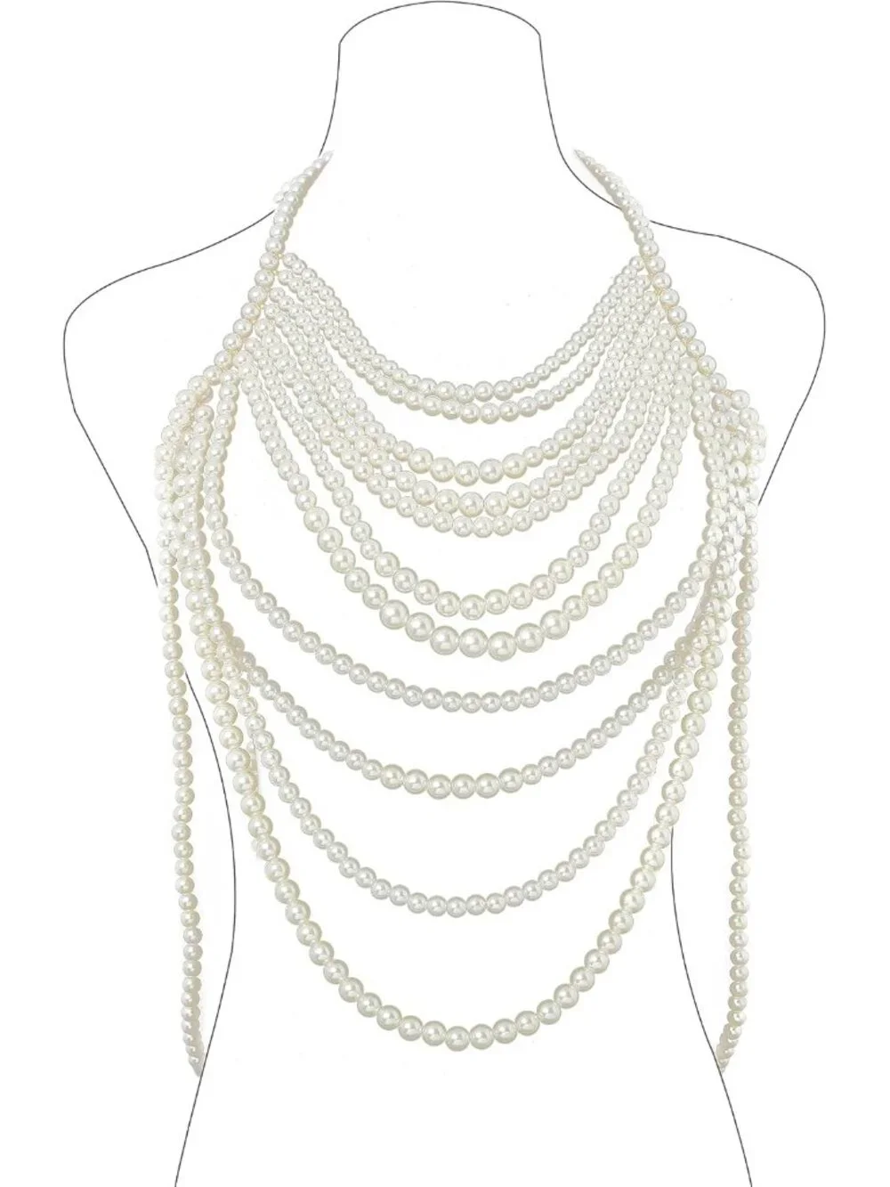 Pearl Body Chain Pearl Body Jewelry Top Pearls Shoulder Necklace for Women Summe