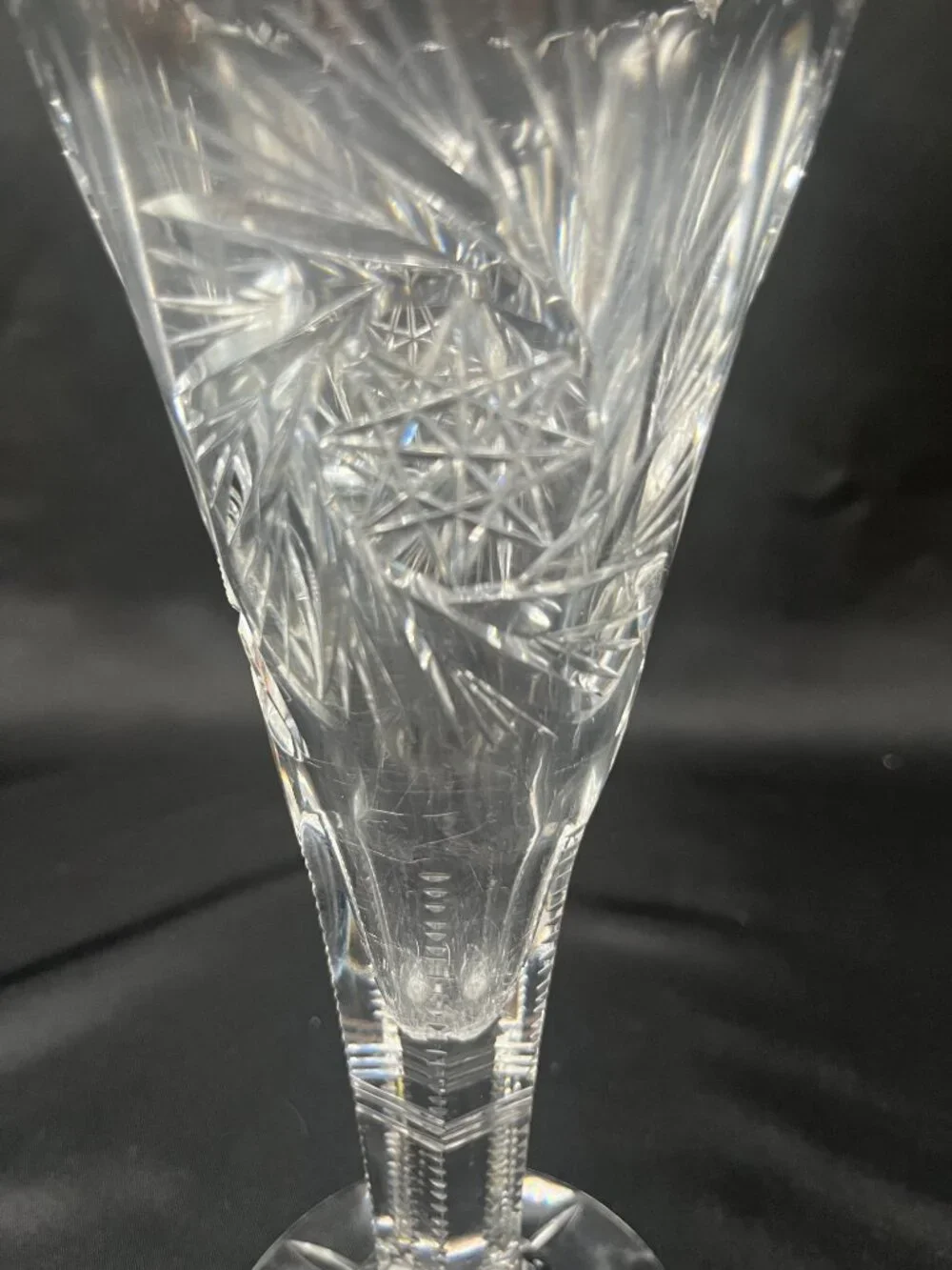 Antique American Brilliant Period Cut Glass Trumpet Vase