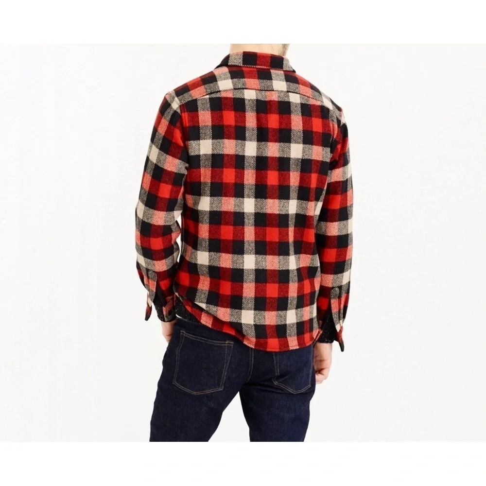 J.Crew BuffaloCheck woolblend button front XL Men’s cabincore camp shirt jacket