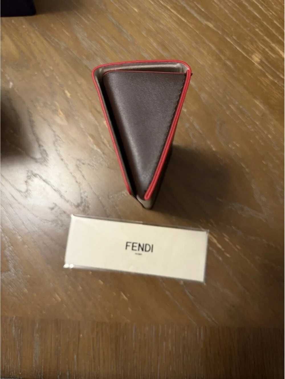 NEW FENDI Sunglasses Case Leather Hard Shell Magnetic Pouch with Cloth - Red