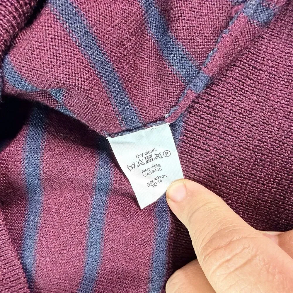 J Crew Sweater Men's Size S Striped Pullover Knit 100% Merino Wool V-Neck Adults