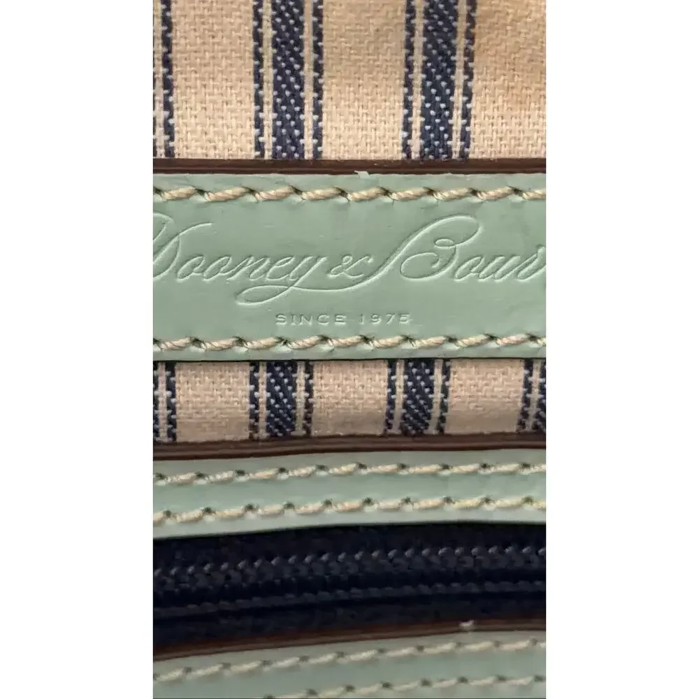 Dooney & Bourke Satchel Bag Woven Embossed Leather Woven Domed Brown Blue