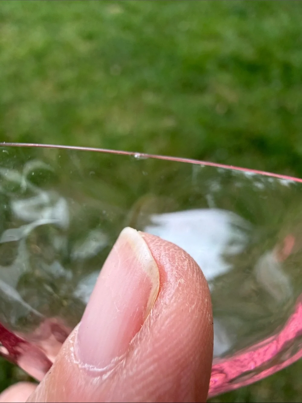 Pink Textured / Optic Depression Glass Stemmed Champagne / Sherbet Coupe