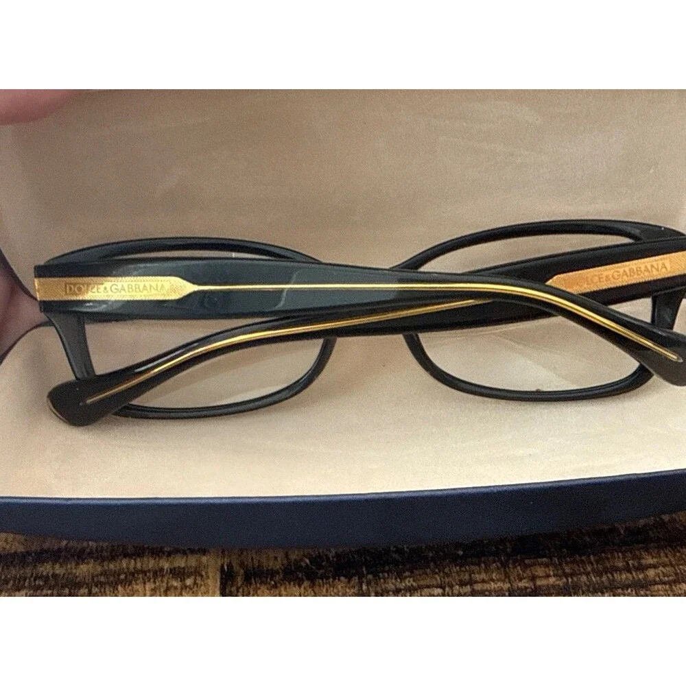 Dolce And Gabbana Eyeglass Frames In A Dark Black with Gold - Frames Only